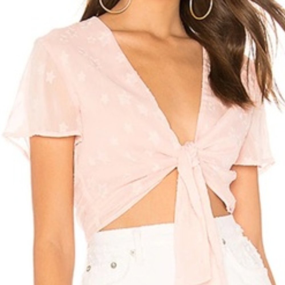 Superdown Blush Star Tie Crop Top
